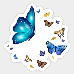 Lots Of Butterfies Colourful Design Sticker